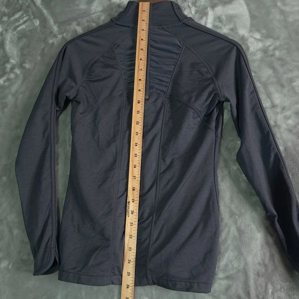 Athleta Revive Ruched Gray Vented Full Zipper Jacket Women's Size XS Zip Pockets